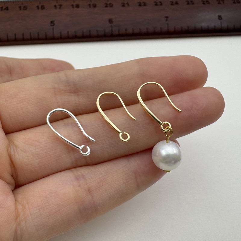 Hoop Earrings - 1ペア ソリッド925スターリングシルバー イヤリングフック 15mm ハンドメイド セミフィニッシュ