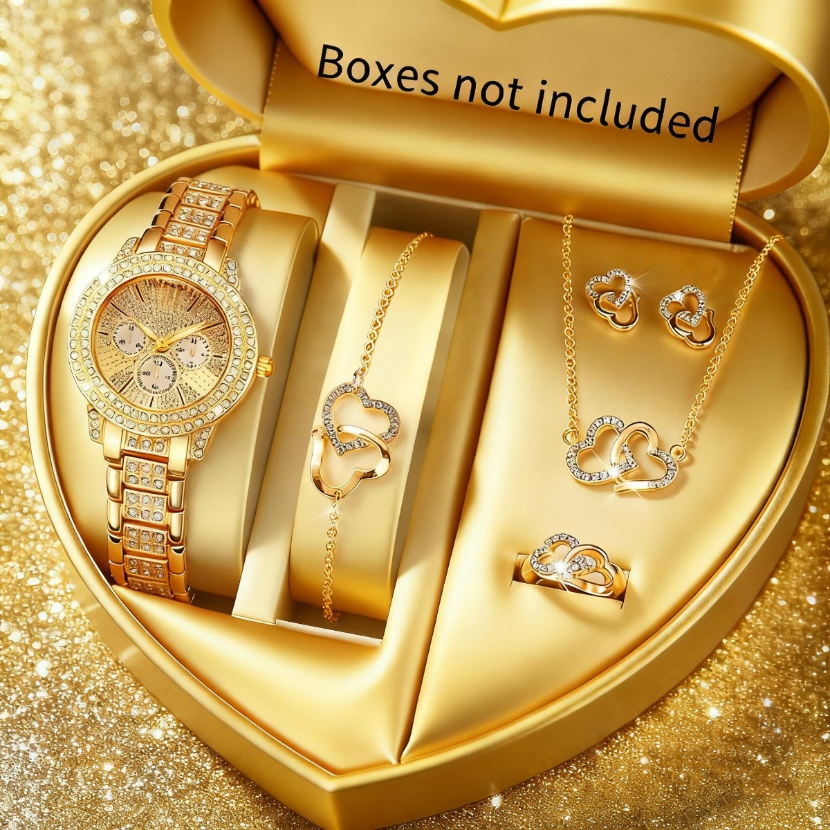 Jewelry Box Watches Bracelets - 6 個の高級ラインストーン女性用腕時計ジュエリーセットレディースファッション合金ストラップクォーツ腕時計リロイムヘールガールズクロック (箱なし)