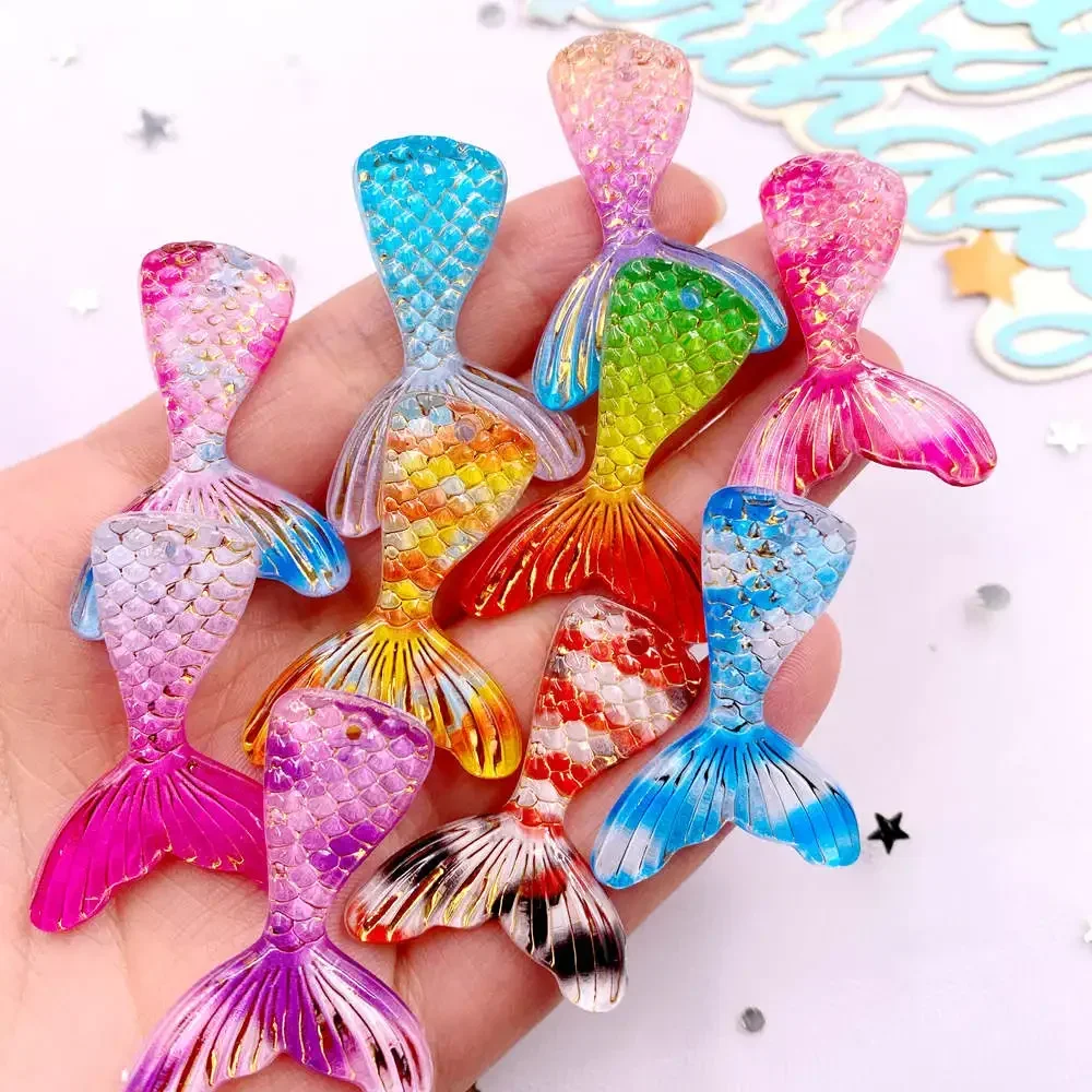 Paradise Jewelry & Watches Llc - 10 個グリッターカラフルな樹脂マーメイドテールフラットバックラインストーン置物 DIY 1 穴装飾アートスクラップブックジュエリーアクセサリークラフト