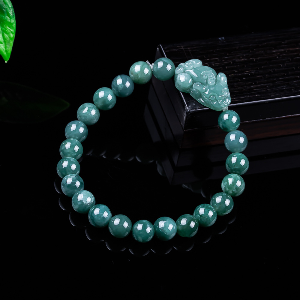 Jewelry & Watches Spółka Z Ograniczoną Odpowiedzialnością - 天然ビルマ翡翠貔貅ブレスレットヴィンテージお守りチャームギフト女性のためのジュエリーバングル本物の翡翠アクセサリー