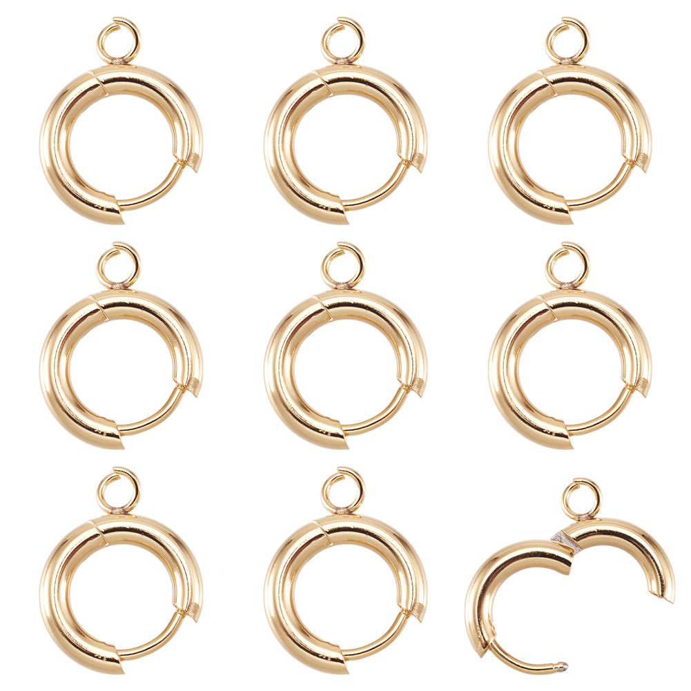 Hoop Earrings - 10個入り 201ステンレス鋼製ハギーイヤリングフック ラウンドイヤーポスト ループ付き フープイヤリング DIY