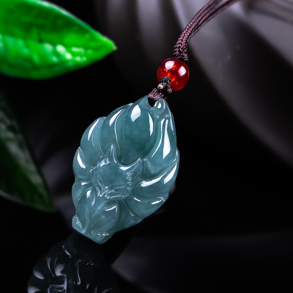 Jewelry & Watches Spółka Z Ograniczoną Odpowiedzialnością - 天然ビルマ翡翠フォックスペンダントネックレスヴィンテージアクセサリー宝石本物の翡翠デザイナーファッションジュエリー女性へのギフト