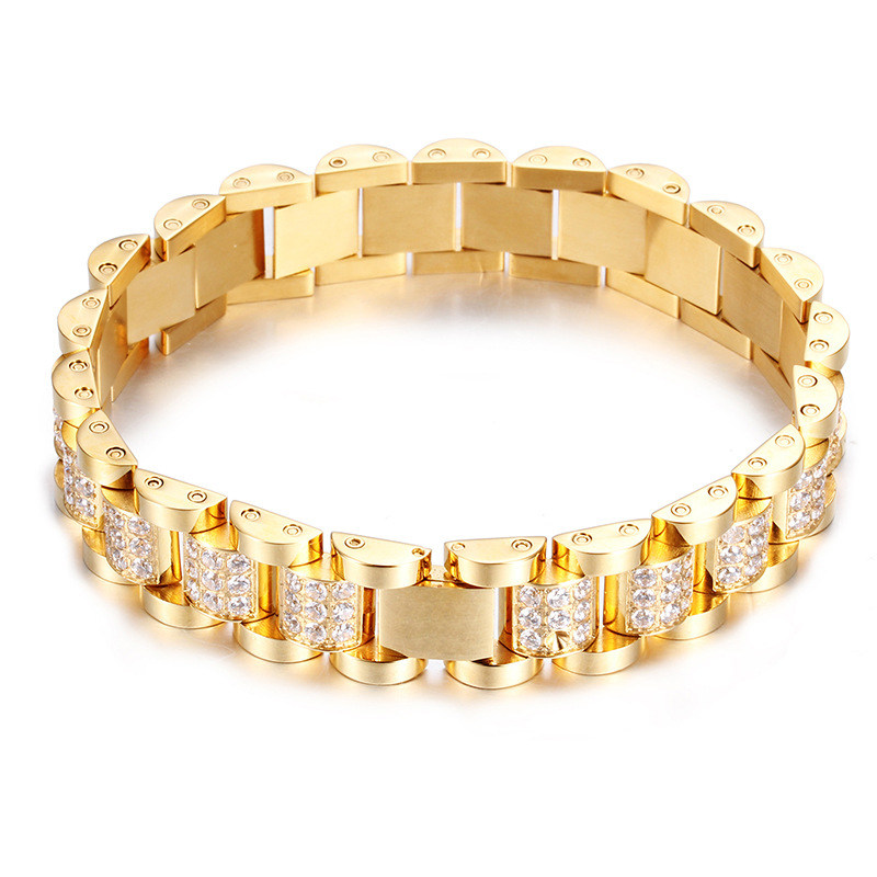 Icebox Jewelry Watches - マイクロ舗装されたキュービックジルコニア,ステンレススチールブレスレット,男性用,ヒップホップジュエリー