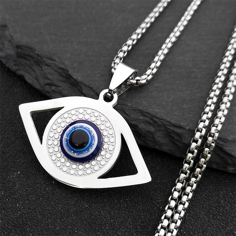 Jewelry & Watches Spółka Z Ograniczoną Odpowiedzialnością - イスラム ハムサ 邪視除けブルーアイネックレス ステンレススチール トルコアイ チェーンブレスレット