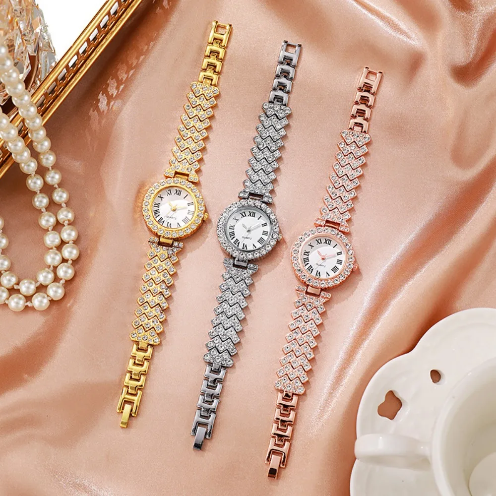 Jewelry Box Watches Bracelets - 2026 5 個のエレガントなラインストーンの女性用腕時計ファッションローマダイヤルブレスレットバンドクォーツ腕時計ジュエリーセット Reloj Mujer（箱なし）