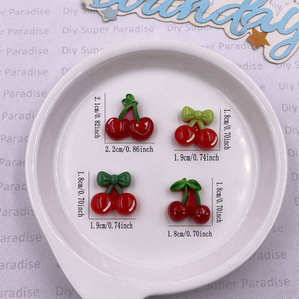 16 個カラフルなかわいい漫画ボウノートレッドチェリーフラッ - Paradise Jewelry & Watches Llc のレビューと価格