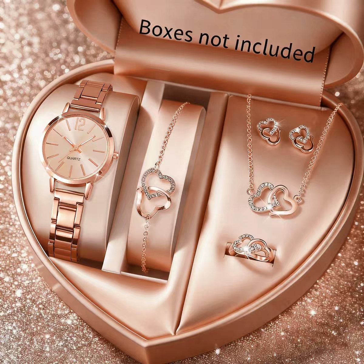 6 個のファッション女性用クォーツ時計ラインストーンジュエリ - Jewelry Box Watches Bracelets のレビューと価格