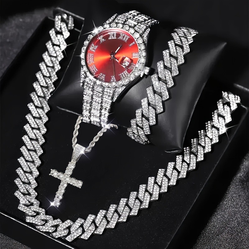 3/4 個のヒップホップアイスアウトメンズウォッチジュエリー - Icebox Jewelry Watches のレビューと価格