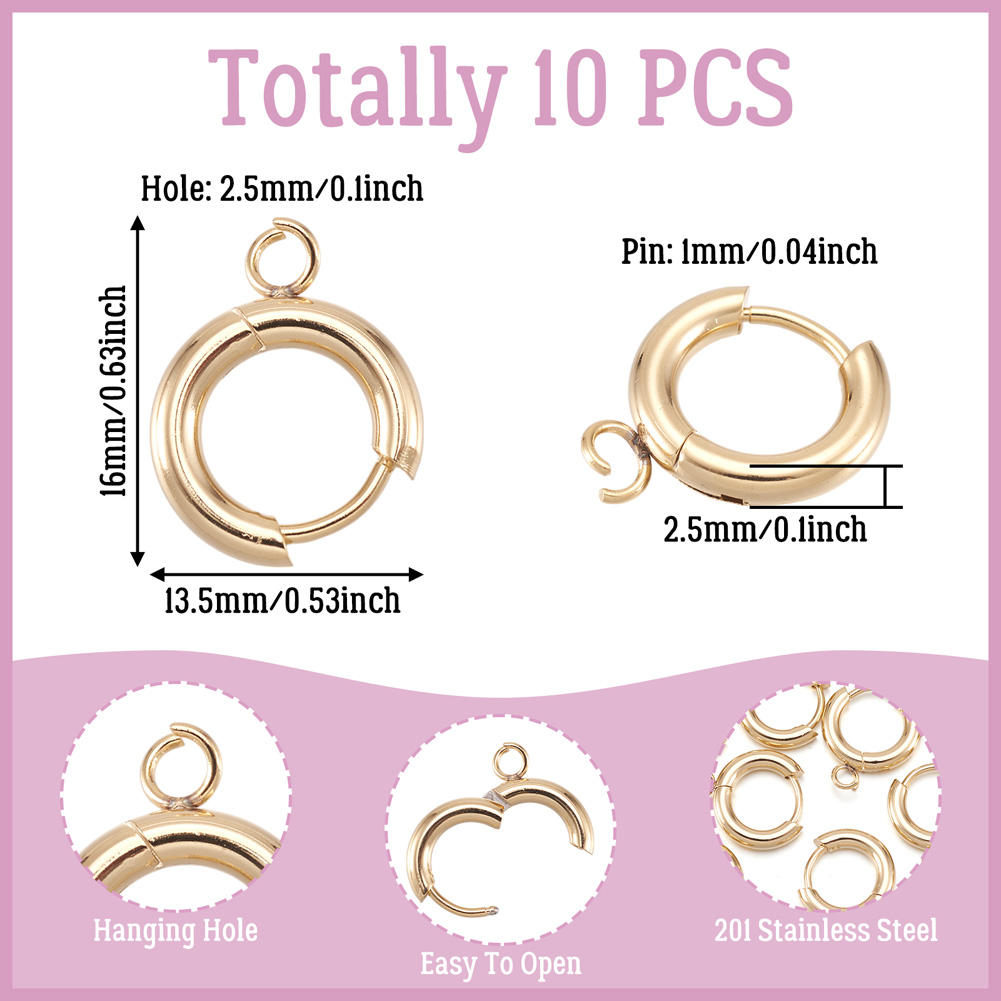 10個入り 201ステンレス鋼製ハギーイヤリングフック ラウ - Hoop Earrings のレビューと価格
