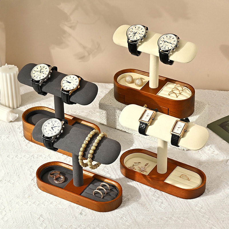 Oirlv 無垢材時計オーガナイザー棚 T バー時計ホルダー - Jewelry Box Watches Bracelets のレビューと価格