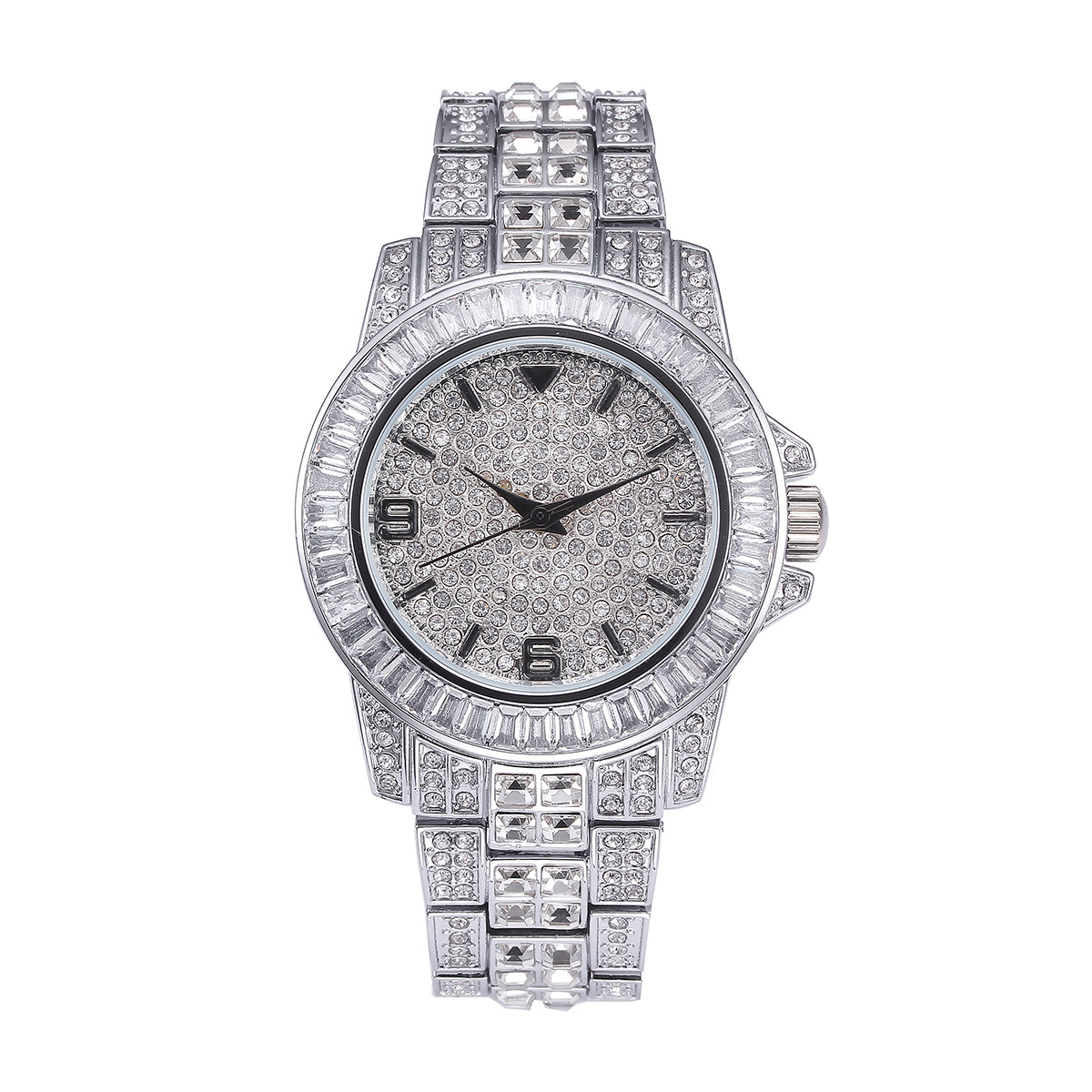 高級フルストーンクォーツ腕時計男性女性ヒップホップゴールドフ - Jewelry Watches Women のレビューと価格