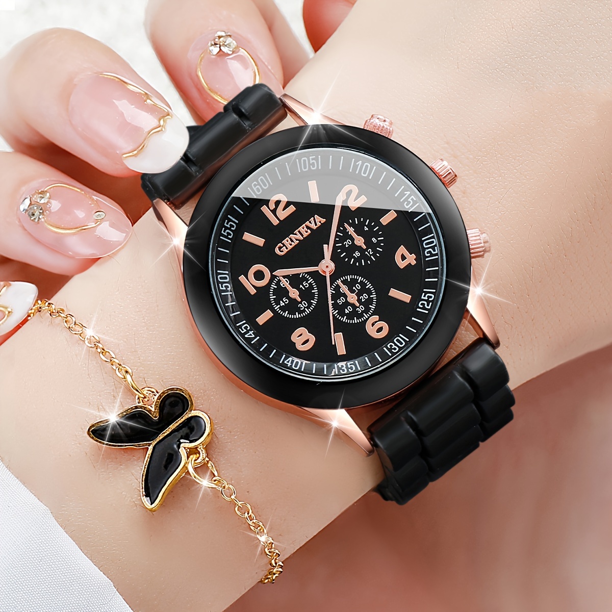 女性用シリコンバンド,クォーツ時計,カジュアル,バタフライジ - Jewelry Box Watches Bracelets のレビューと価格