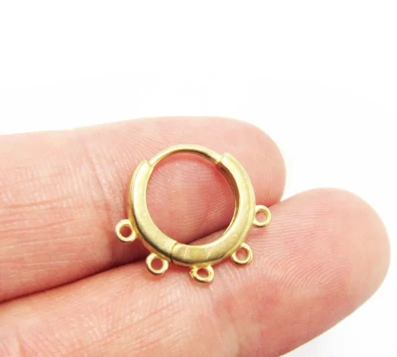 10個の真鍮イヤーフープ、ループ付きレバーバックイヤリング、 - Hoop Earrings のレビューと価格