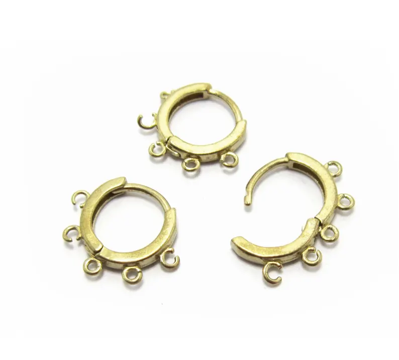 10個の真鍮イヤーフープ、ループ付きレバーバックイヤリング、 - Hoop Earrings のレビューと価格