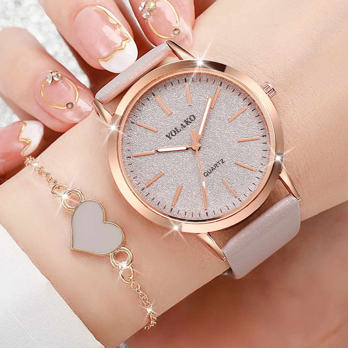 2 ピース/セットファッション女性用腕時計カジュアルレザース - Jewelry Watches Women のレビューと価格