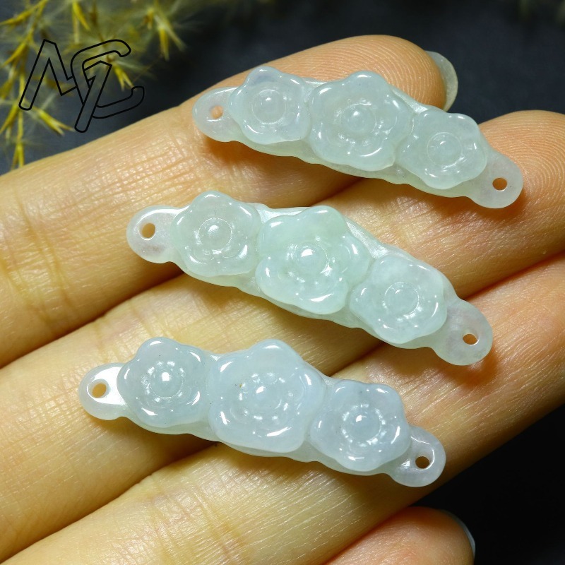 1pc 天然翡翠エメラルドフラワーハンドカード DIY アク - Jewelry & Watches Spółka Z Ograniczoną Odpowiedzialnością のレビューと価格