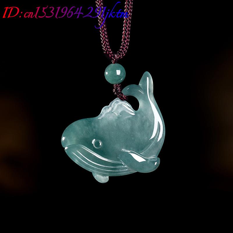 天然ビルマ翡翠クジラペンダントネックレスアクセサリー本物の翡 - Jewelry & Watches Spółka Z Ograniczoną Odpowiedzialnością のレビューと価格