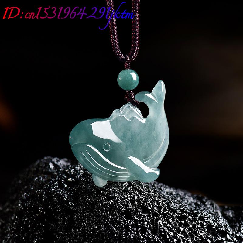 天然ビルマ翡翠クジラペンダントネックレスアクセサリー本物の翡 - Jewelry & Watches Spółka Z Ograniczoną Odpowiedzialnością のレビューと価格