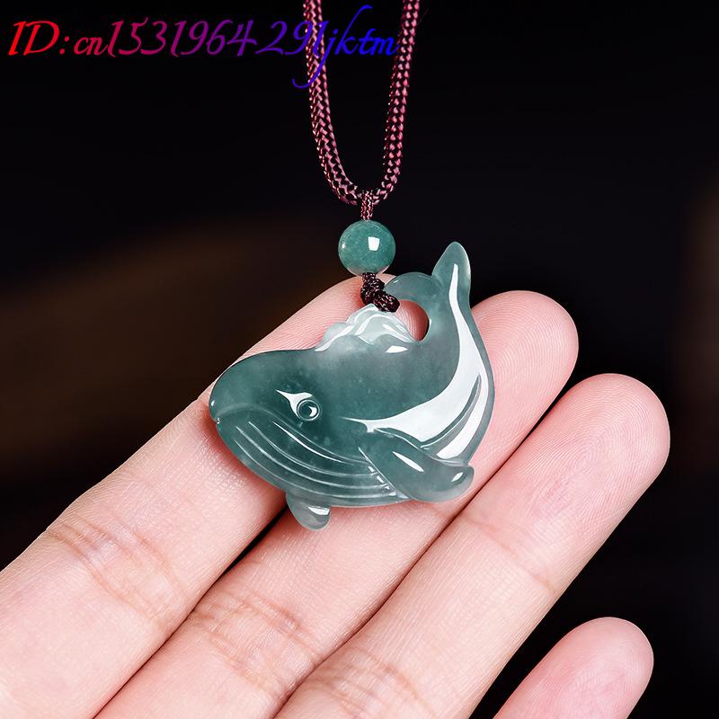 天然ビルマ翡翠クジラペンダントネックレスアクセサリー本物の翡 - Jewelry & Watches Spółka Z Ograniczoną Odpowiedzialnością のレビューと価格