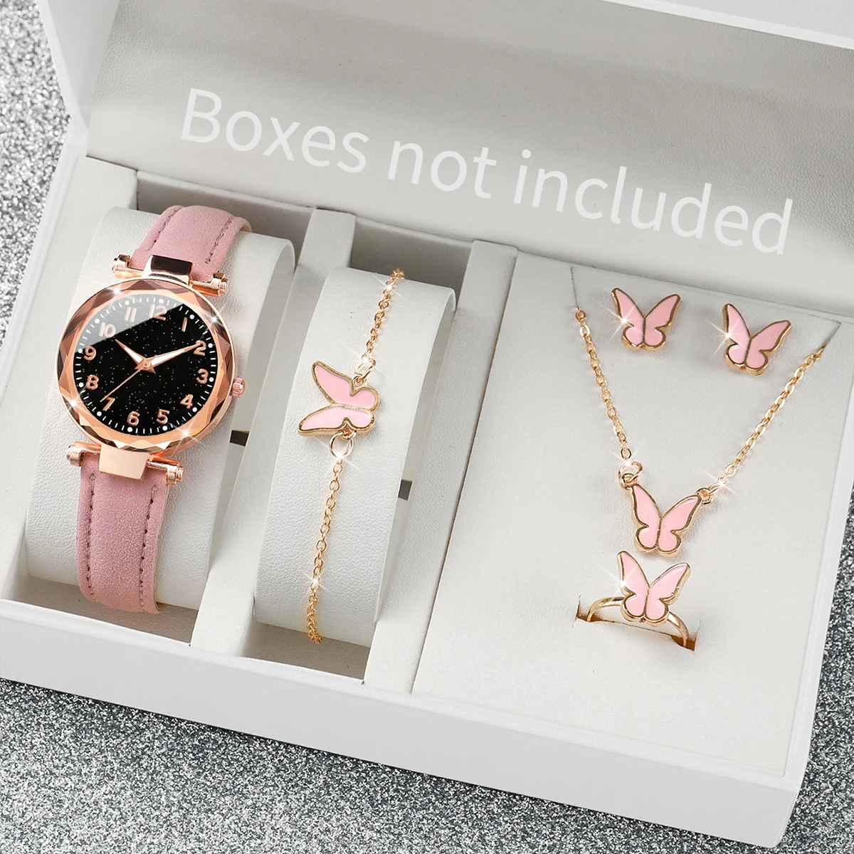 5/6 個のファッション女性用腕時計カジュアルレザーバンドク - Jewelry Box Watches Bracelets のレビューと価格