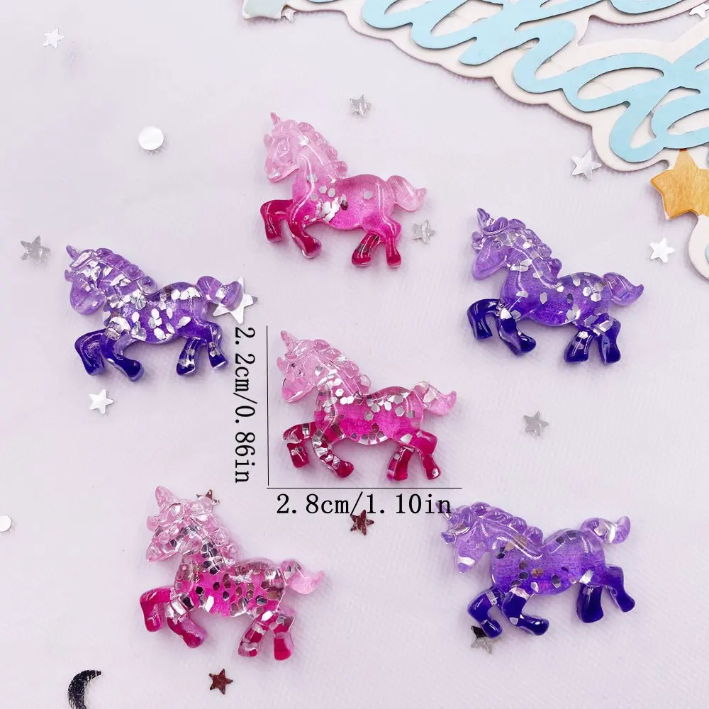 6 個カラフルな樹脂グリッター 3D ユニコーン馬ヒラタライ - Paradise Jewelry & Watches Llc のレビューと価格