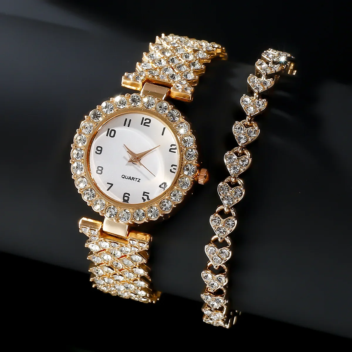 1 個/2 個高級ファッション女性腕時計セットシルバーストラ - Jewelry Watches Women のレビューと価格