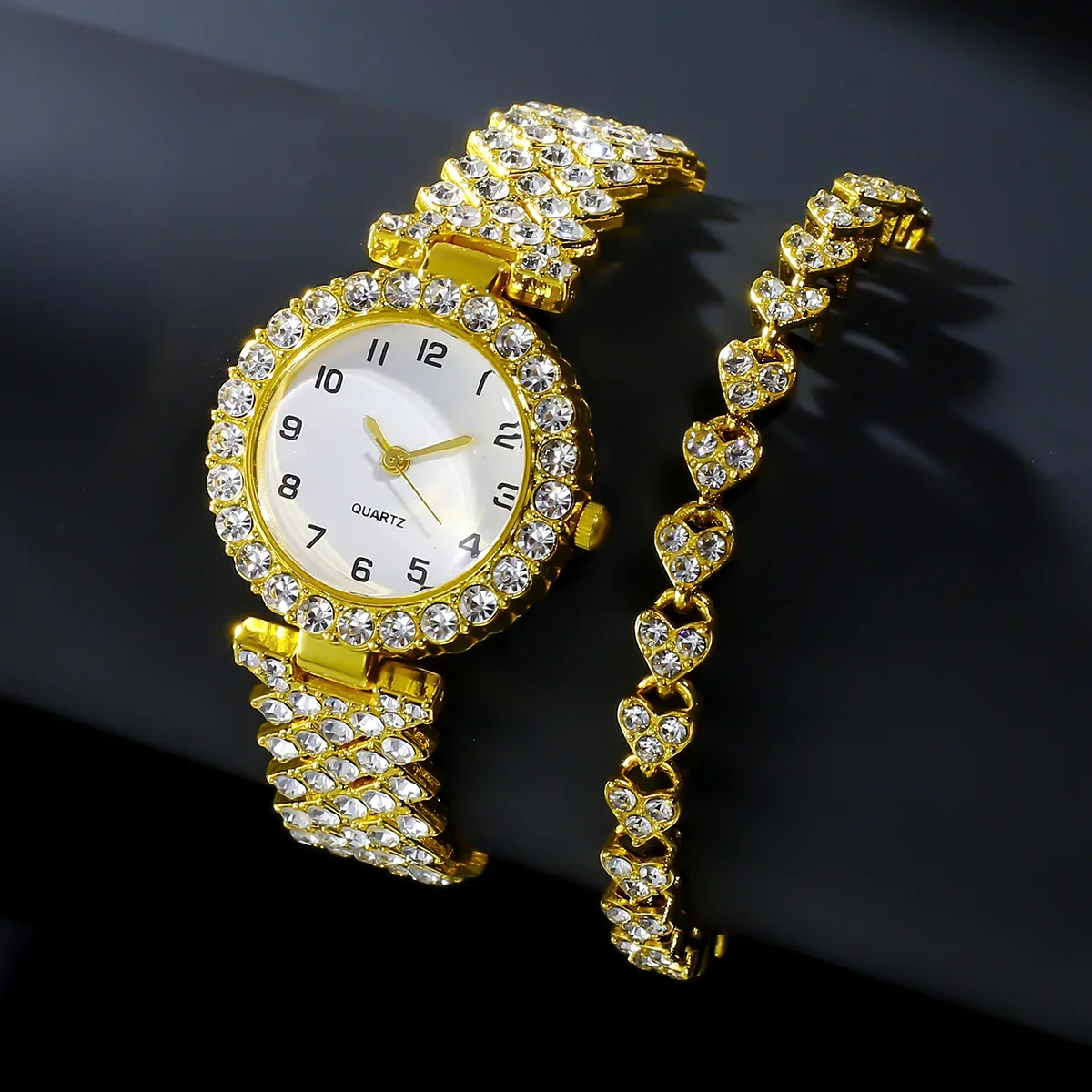 1 個/2 個高級ファッション女性腕時計セットシルバーストラ - Jewelry Watches Women のレビューと価格