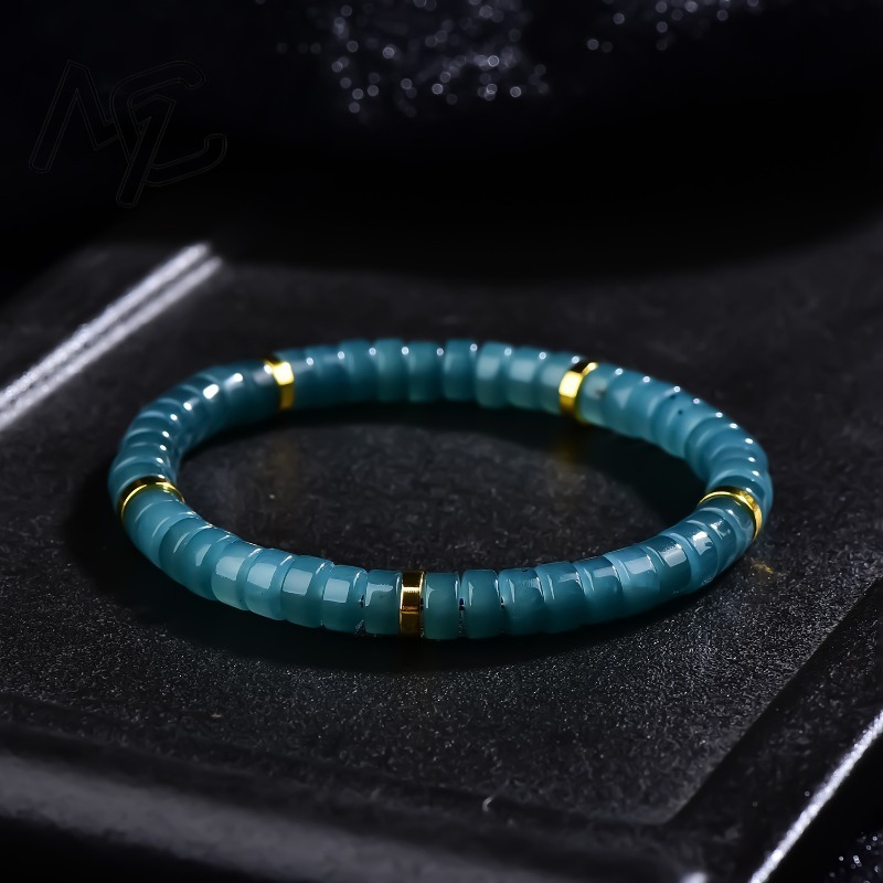 天然翡翠ブルーウォーターそろばんビーズスペーサーブレスレット - Jewelry & Watches Spółka Z Ograniczoną Odpowiedzialnością のレビューと価格