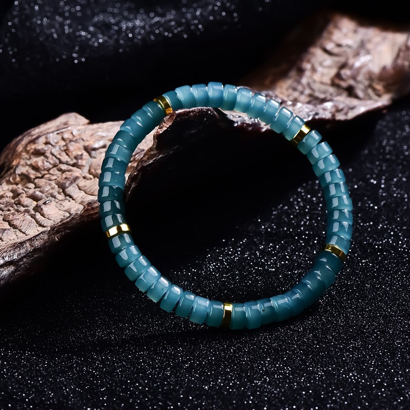 天然翡翠ブルーウォーターそろばんビーズスペーサーブレスレット - Jewelry & Watches Spółka Z Ograniczoną Odpowiedzialnością のレビューと価格