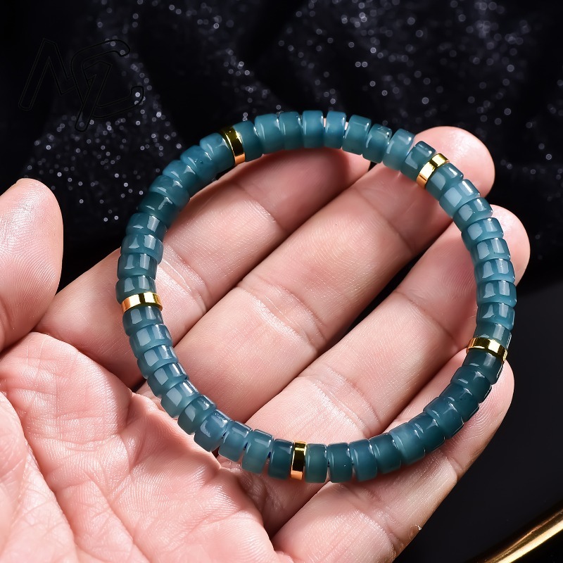 天然翡翠ブルーウォーターそろばんビーズスペーサーブレスレット - Jewelry & Watches Spółka Z Ograniczoną Odpowiedzialnością のレビューと価格