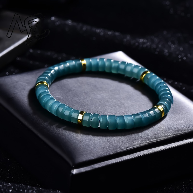天然翡翠ブルーウォーターそろばんビーズスペーサーブレスレット - Jewelry & Watches Spółka Z Ograniczoną Odpowiedzialnością のレビューと価格
