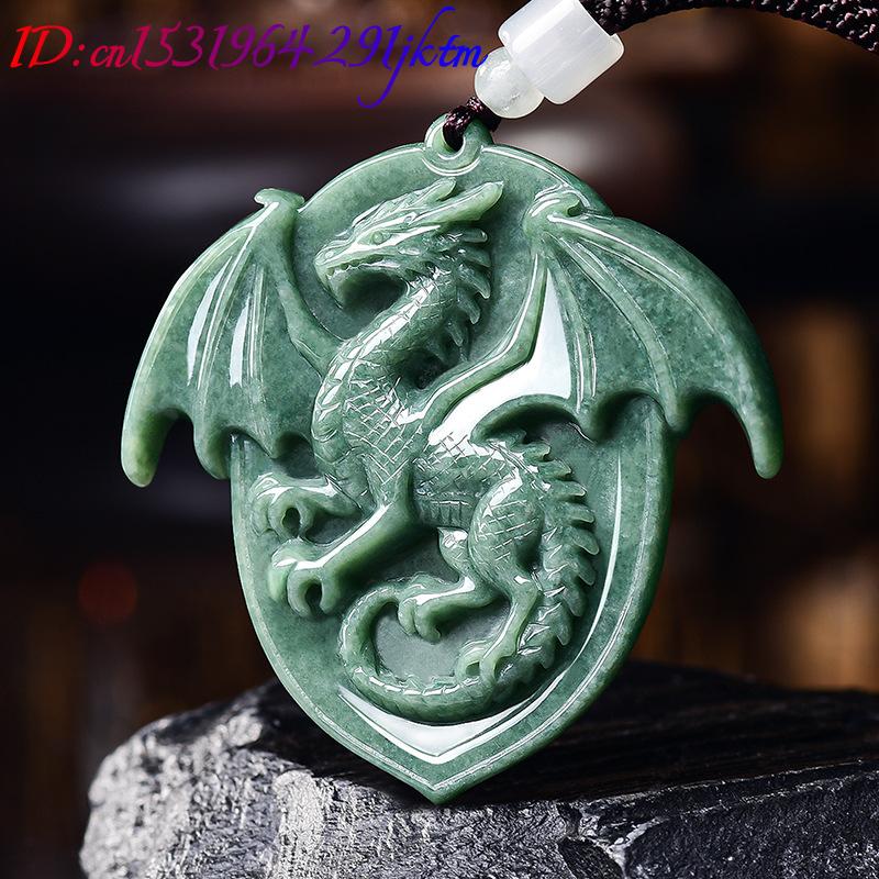 天然ビルマ翡翠ドラゴンペンダントネックレス宝石彫刻お守りヴィ - Jewelry & Watches Spółka Z Ograniczoną Odpowiedzialnością のレビューと価格