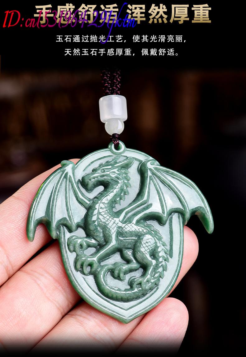 天然ビルマ翡翠ドラゴンペンダントネックレス宝石彫刻お守りヴィ - Jewelry & Watches Spółka Z Ograniczoną Odpowiedzialnością のレビューと価格