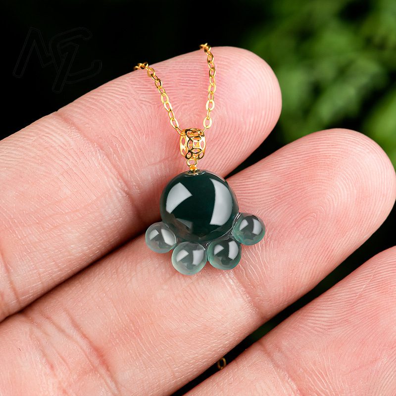 天然本物のエメラルドブルーウォータージェイド猫の足ペンダント - Jewelry & Watches Spółka Z Ograniczoną Odpowiedzialnością のレビューと価格