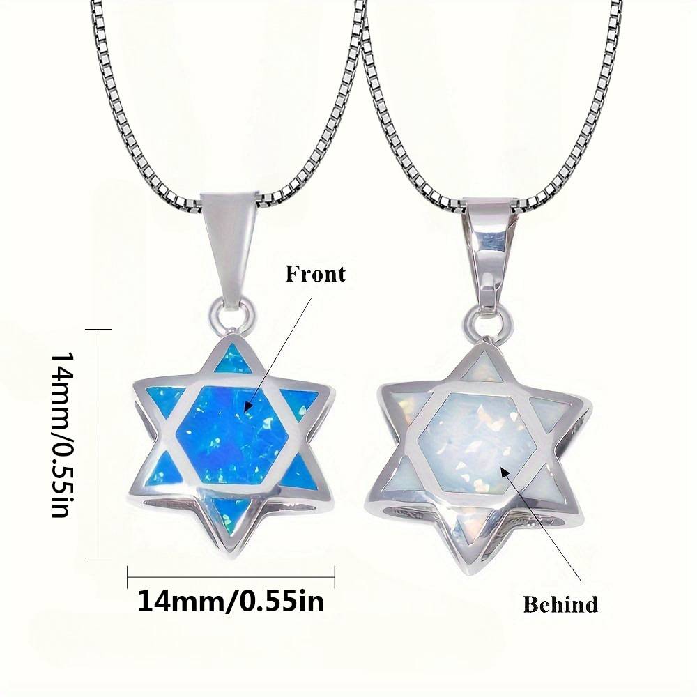 ダビデの星オパールペンダントネックレス リバーシブル ユダヤ - Jewelry & Watches Spółka Z Ograniczoną Odpowiedzialnością のレビューと価格