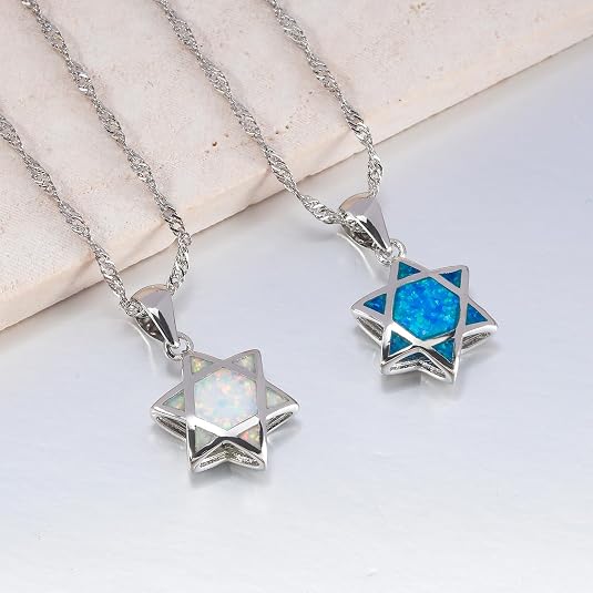 ダビデの星オパールペンダントネックレス リバーシブル ユダヤ - Jewelry & Watches Spółka Z Ograniczoną Odpowiedzialnością のレビューと価格