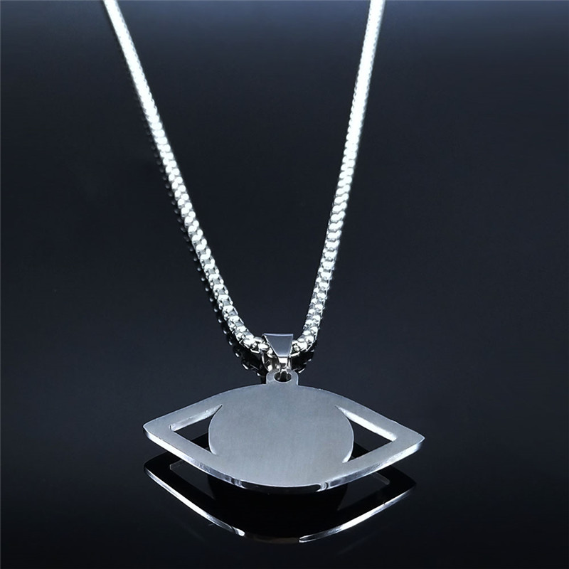 イスラム ハムサ 邪視除けブルーアイネックレス ステンレスス - Jewelry & Watches Spółka Z Ograniczoną Odpowiedzialnością のレビューと価格