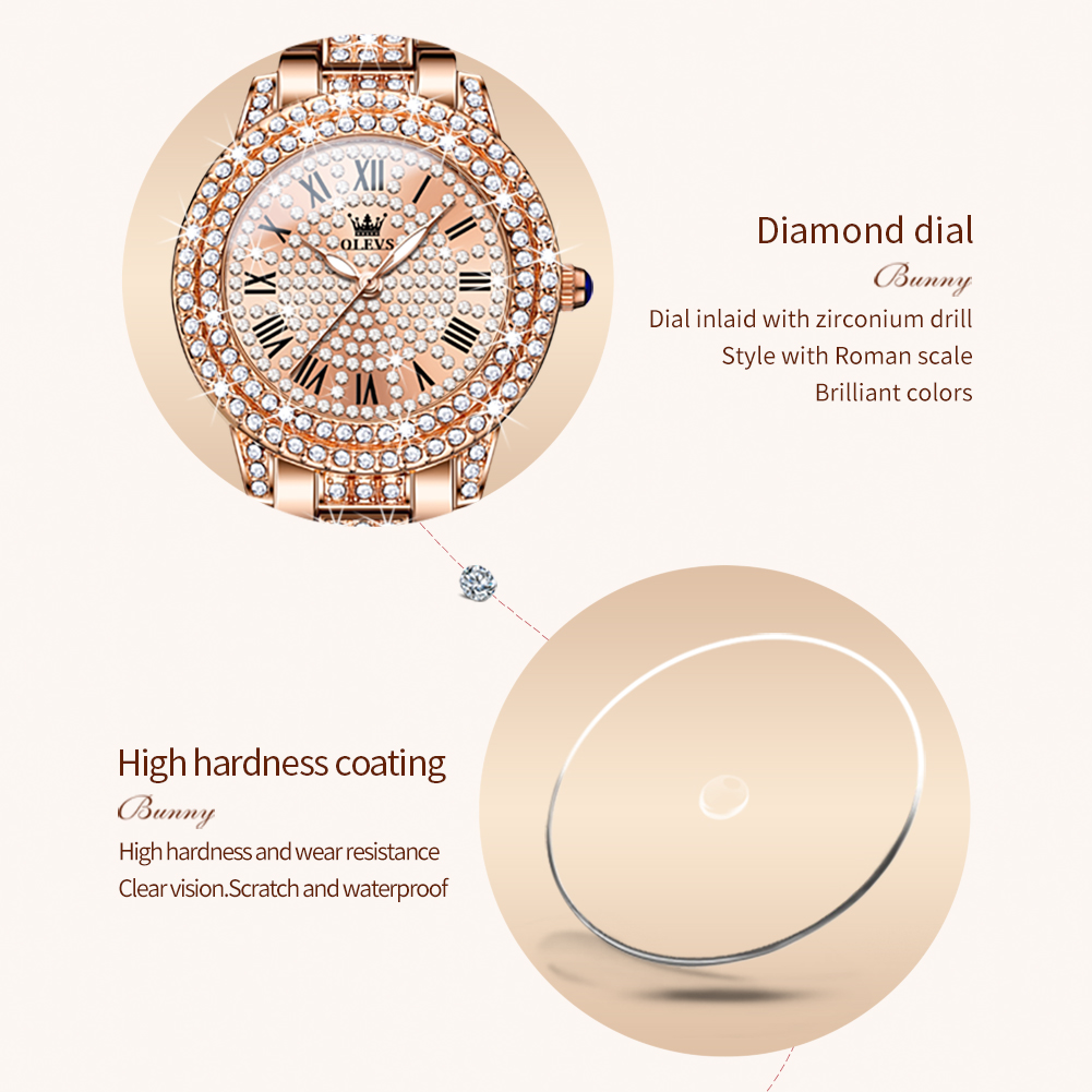 OLEVS 9943 高級オールダイヤモンドオリジナルクォー - Jewelry Watches Women のレビューと価格