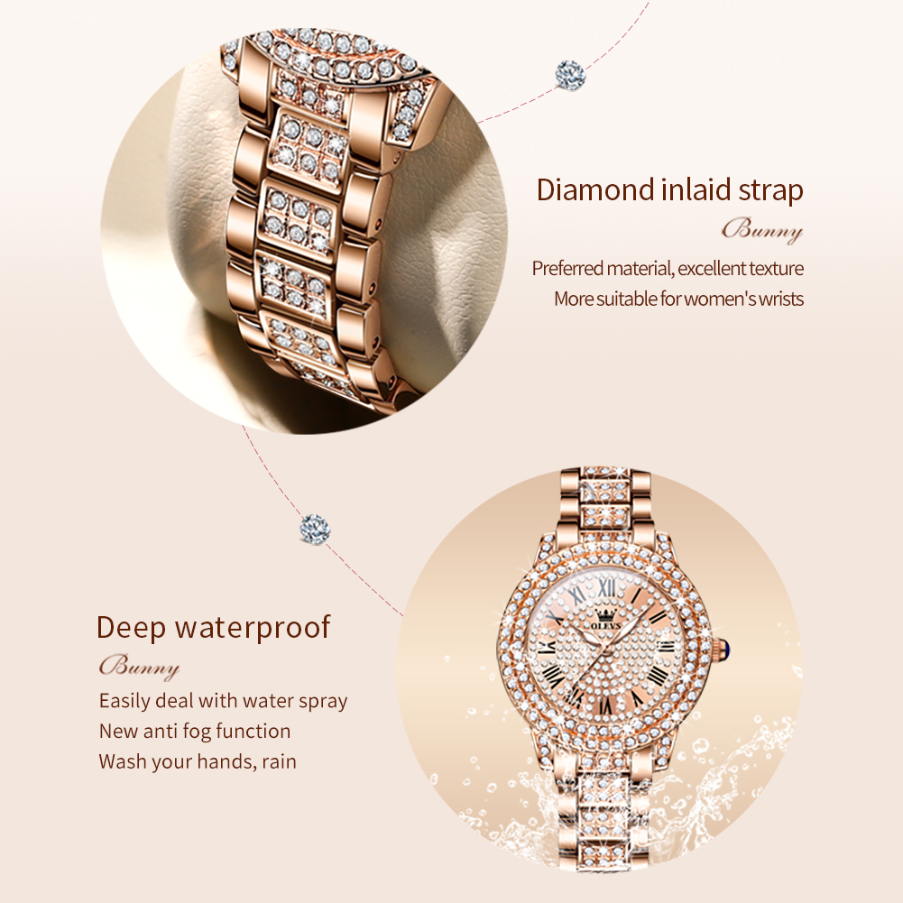 OLEVS 9943 高級オールダイヤモンドオリジナルクォー - Jewelry Watches Women のレビューと価格