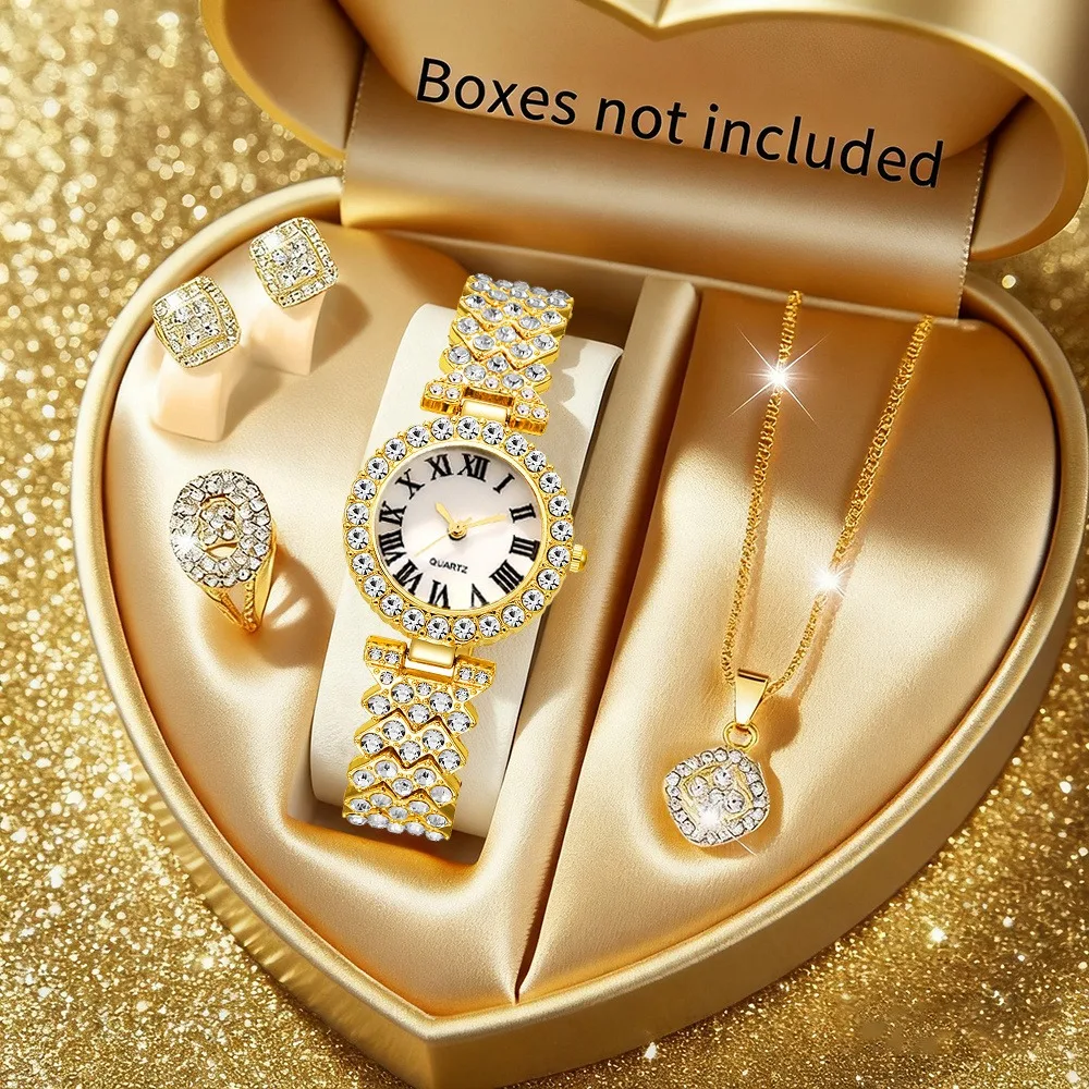 2026 5 個のエレガントなラインストーンの女性用腕時計フ - Jewelry Box Watches Bracelets のレビューと価格