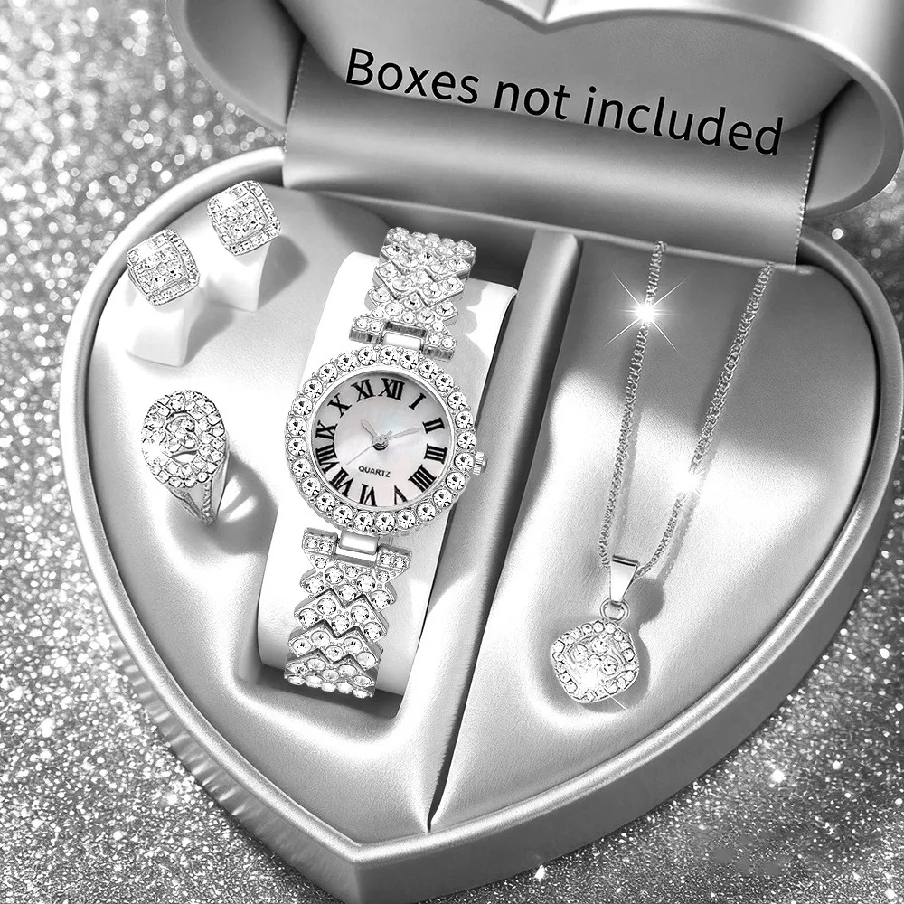 2026 5 個のエレガントなラインストーンの女性用腕時計フ - Jewelry Box Watches Bracelets のレビューと価格